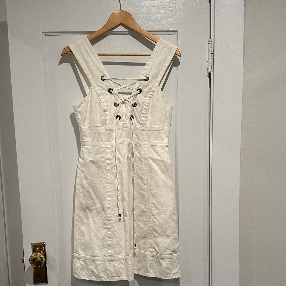 J. Crew White linen Lace-Up Dress